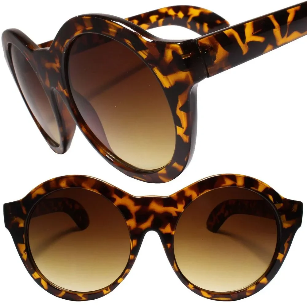 Classic Retro Round Large Oversized Sunglasses Mens Womens Tortoise Shades